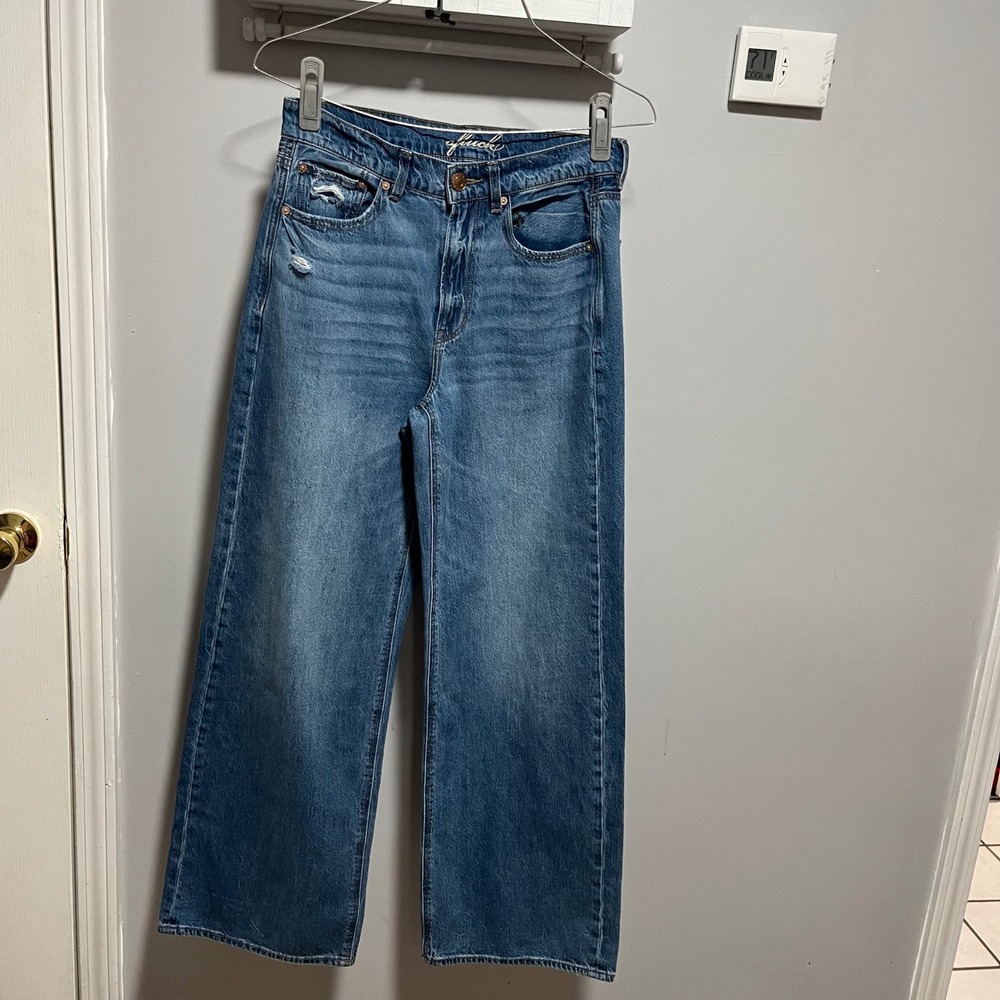 Ofluck Womans High Rise Wide Leg Distressed Jeans Size 6 Y2K Baggy Streetwear